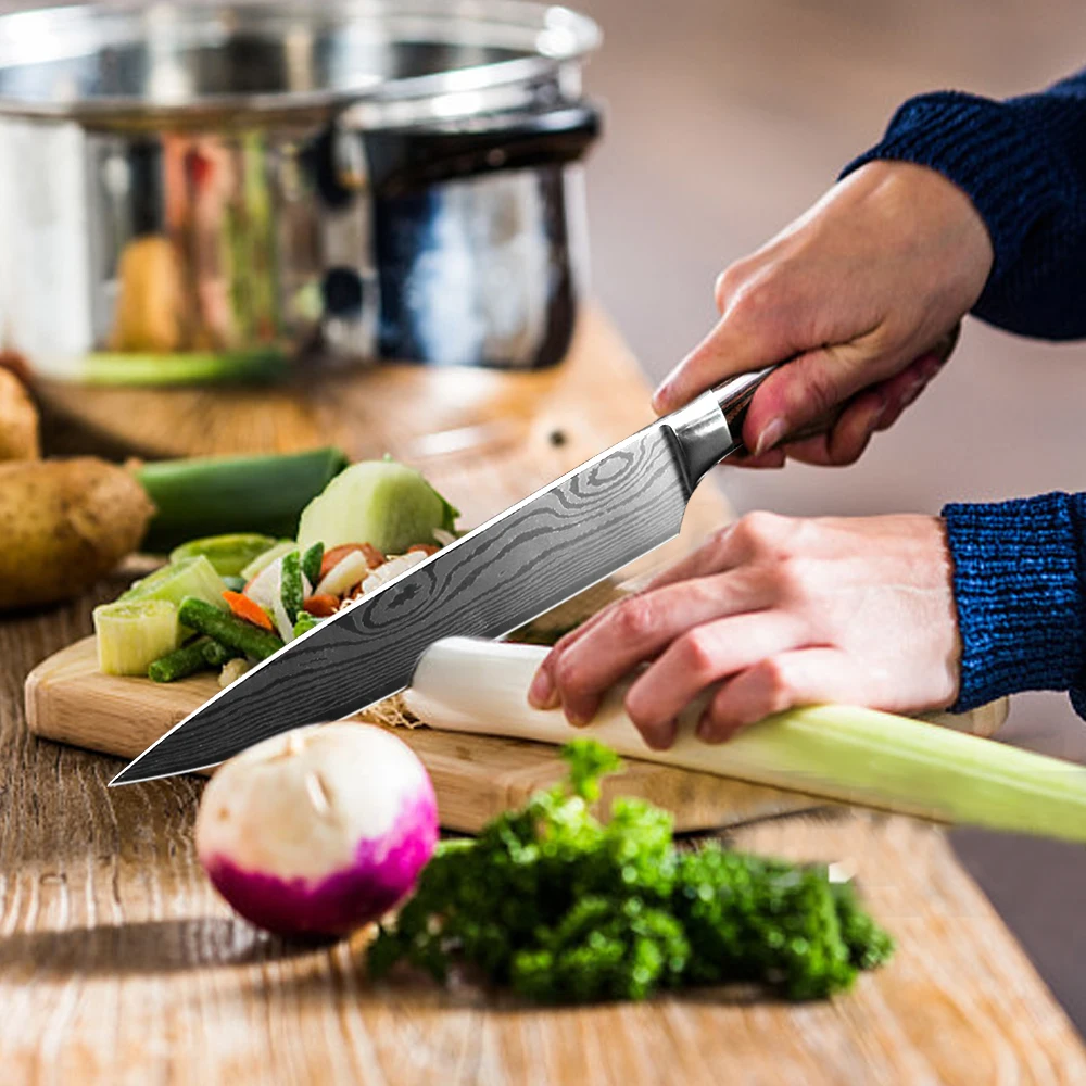 Kitchen knives Set Professional Chef Knives Japanese 7CR17 440C High Carbon Stainless Steel Imitation Damascus Pattern Knife Set
Kitchen knives Set Professional Chef Knives Japanese 7CR17 440C High Carbon Stainless Steel Imitation Damascus Pattern Knife Set