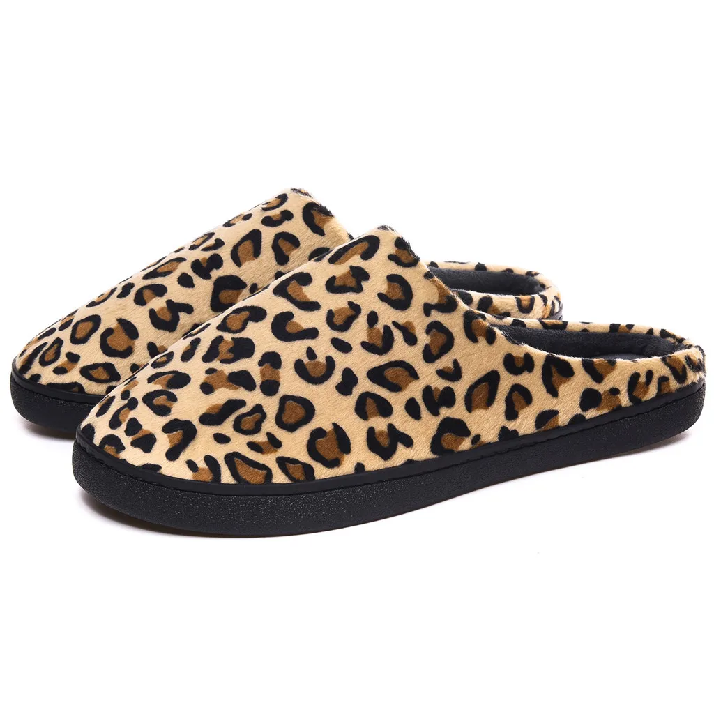 Zapatillas casa/зимние домашние тапочки с леопардовым принтом для пар Мужские и женские