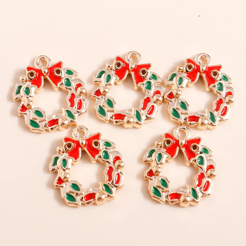 10pcs 17*15mm Enamel Christmas Wreath Charms for Necklaces Earrings Making Accessories Diy Holiday Cute Bowknot Circle Charms
10pcs 17*15mm Enamel Christmas Wreath Charms for Necklaces Earrings Making Accessories Diy Holiday Cute Bowknot Circle Charms