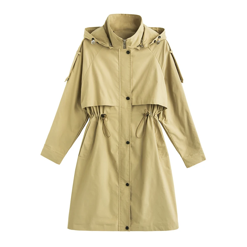 2020 New Fashion Hooded Trench Coat Women Casual Solid Adjustable Wasit Medium Long Trench Outwear Female Office Lady 
2020 New Fashion Hooded Trench Coat Women Casual Solid Adjustable Wasit Medium Long Trench Outwear Female Office Lady