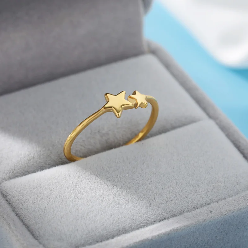 RXSMll Double Star Open Rings For Women Gold Silver Color Stainless Steel Female Finger-ring Wedding Engagement Party Jewelry
RXSMll Double Star Open Rings For Women Gold Silver Color Stainless Steel Female Finger-ring Wedding Engagement Party Jewelry