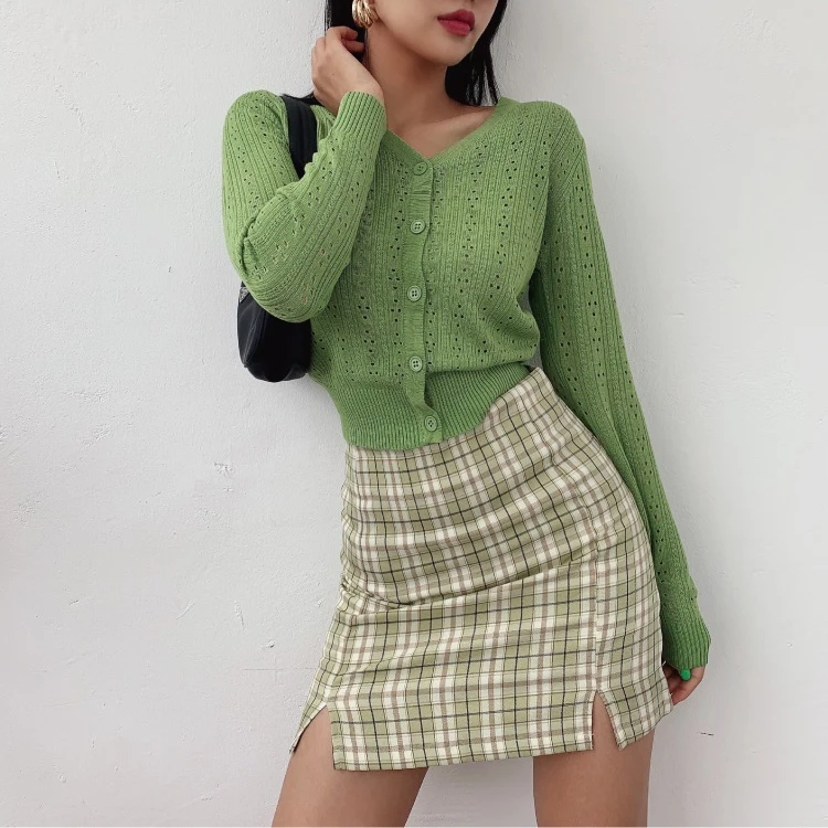 

Women Split Details Plaid Mini Skirt with Under Shorts Mini Skort In Check