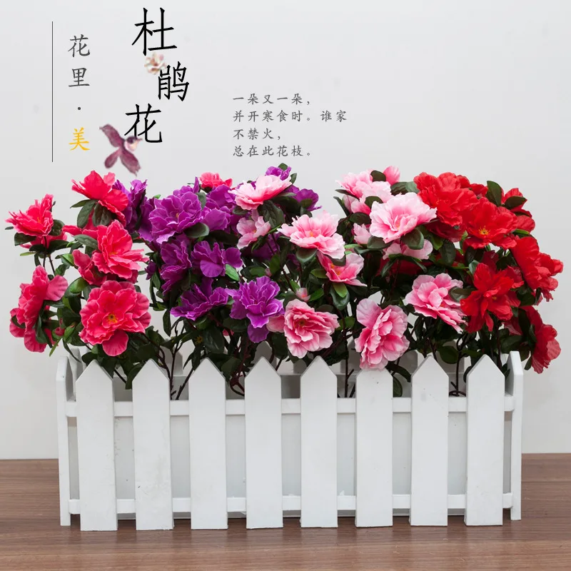 Simsii Rhododendron искусственный цветок Шелковый алтарь место на рынке инженерный забор