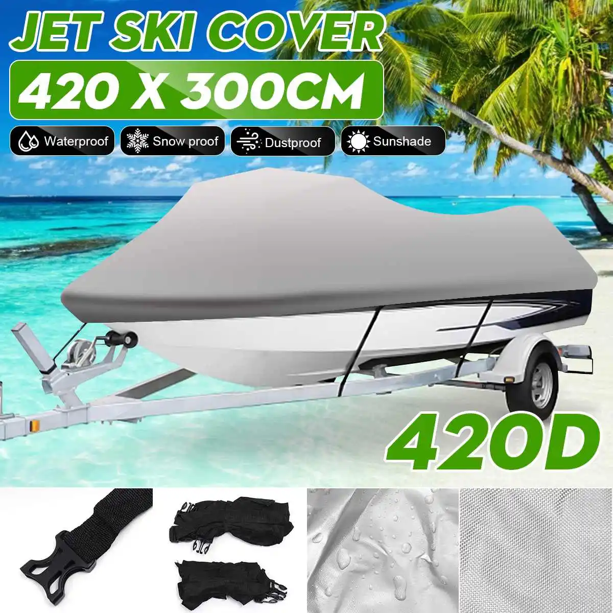 420x300CM 420D Jet Ski Boat Cover Waterproof Anti Snow Sun Watercraft Motorboat Cover For WaveRunner Seadoo Sea Doo Bombardier
420x300CM 420D Jet Ski Boat Cover Waterproof Anti Snow Sun Watercraft Motorboat Cover For WaveRunner Seadoo Sea Doo Bombardier