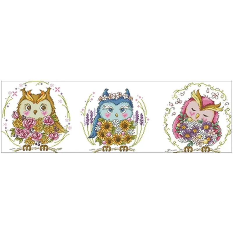 

Owl holding flowers patterns Counted Cross Stitch 11CT 14CT 18CT DIY Cross Stitch Kits Embroidery Needlework Sets home decor