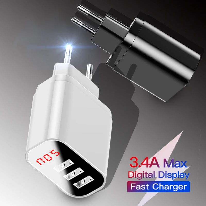Зарядное устройство с 3 USB-портами и вилкой европейского стандарта, светодиодный цифровой дисплей, 3,4 А, настенный адаптер для быстрой зарядк...
Зарядное устройство с 3 USB-портами и вилкой европейского стандарта, светодиодный цифровой дисплей, 3,4 А, настенный адаптер для быстрой зарядк...