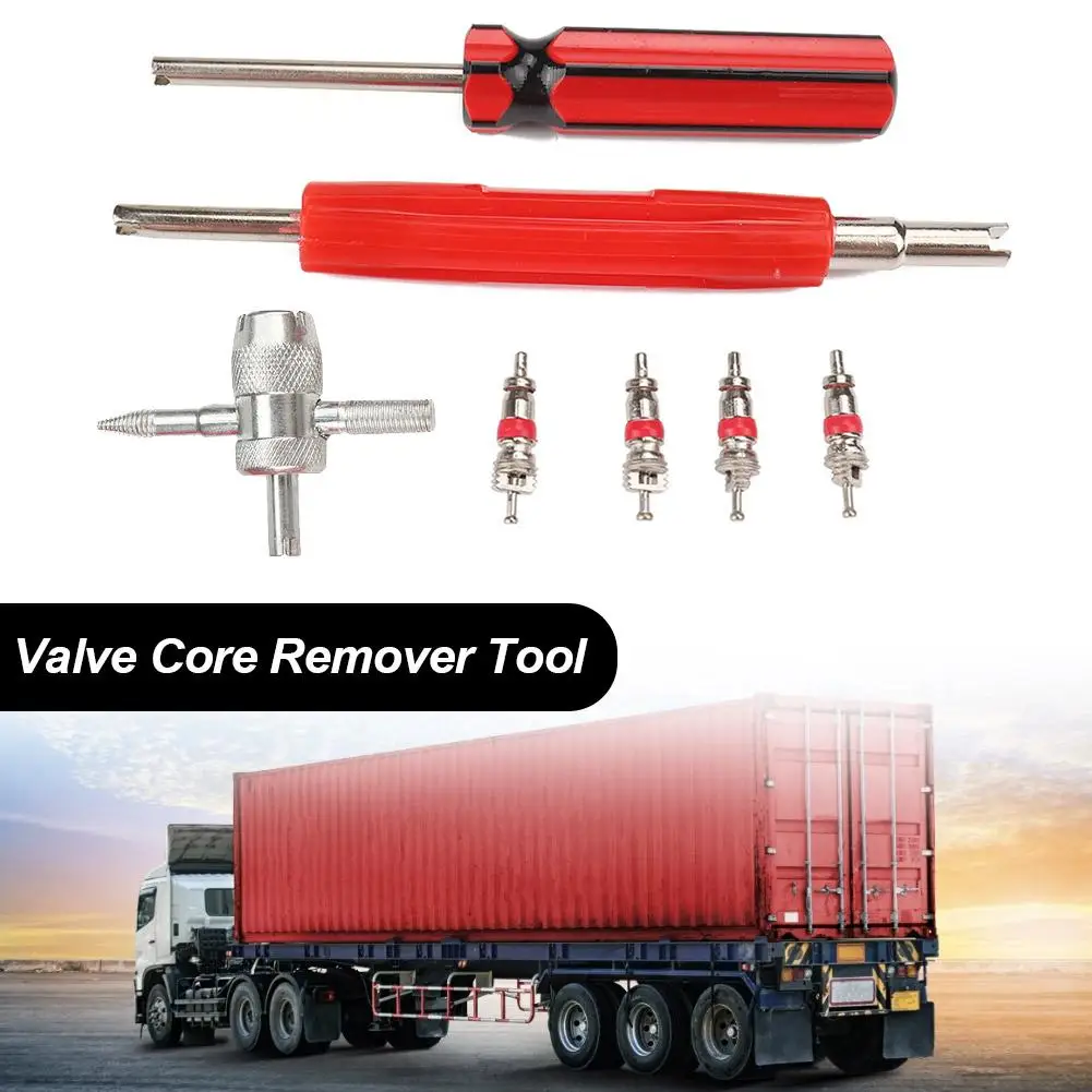 7Pcs Tire Valve Stem Removal Tool Portable Tire Repair Tool Kit With Single And Double Heads Valve Core Remover And 4-Way Valve
7Pcs Tire Valve Stem Removal Tool Portable Tire Repair Tool Kit With Single And Double Heads Valve Core Remover And 4-Way Valve