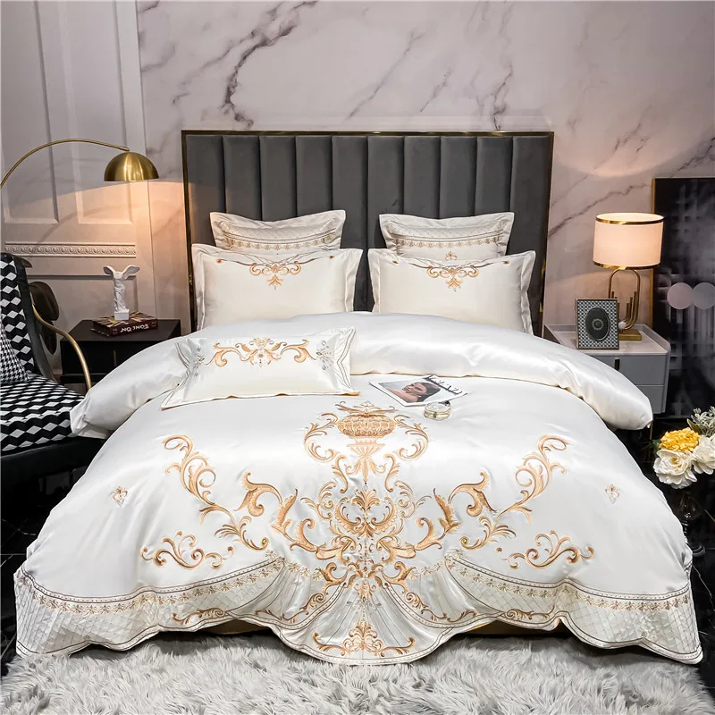 New Luxury White Soft Cozy Satin Silk Cotton Bedding Set Neoclassical Embroidery Silky Duvet Cover Flat/Fitted Sheet Pillowcases
New Luxury White Soft Cozy Satin Silk Cotton Bedding Set Neoclassical Embroidery Silky Duvet Cover Flat/Fitted Sheet Pillowcases