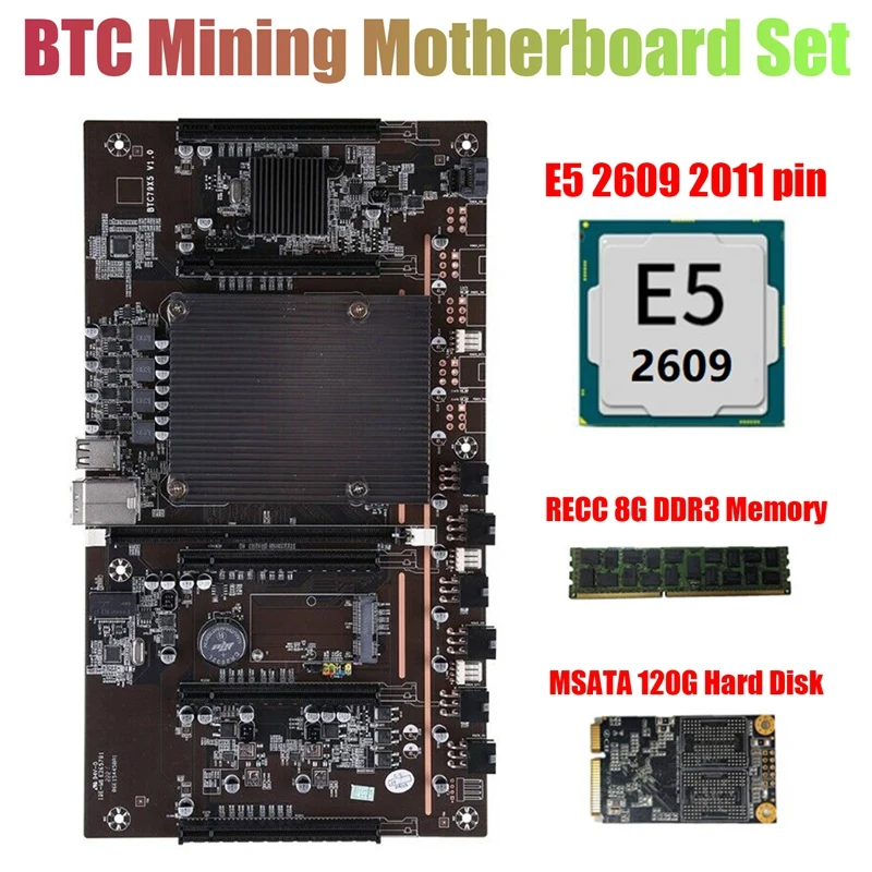 X79 H61 BTC Miner Motherboard 5X PCIE Support 3060 3070 3080 Graphics Card with E5 2609 CPU RECC 8G DDR3 Memory 120G SSD
X79 H61 BTC Miner Motherboard 5X PCIE Support 3060 3070 3080 Graphics Card with E5 2609 CPU RECC 8G DDR3 Memory 120G SSD
