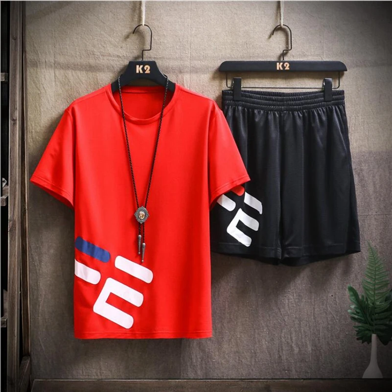 Tracksuit men New fashion printed T-shirt sports suit quick-drying casual running wear summer short sleeved shorts 2-piece set
Tracksuit men New fashion printed T-shirt sports suit quick-drying casual running wear summer short sleeved shorts 2-piece set