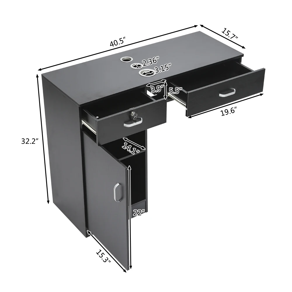 Wall-Mounted Hairdressing Cabinet 2 Drawers 2 Locks 1 Door 3 Hair Dryer Holder Profession Barbershop Salon Furniture Black
Wall-Mounted Hairdressing Cabinet 2 Drawers 2 Locks 1 Door 3 Hair Dryer Holder Profession Barbershop Salon Furniture Black