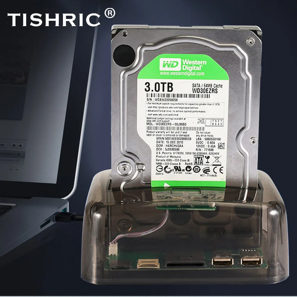 

TISHRIC External 2.5 3.5 Hard Drive/Disk/SATA/IDE/Dual/SSD/HDD Docking Station USB 3.0 eSATA HD Card Reader/Housing/Box Laptop