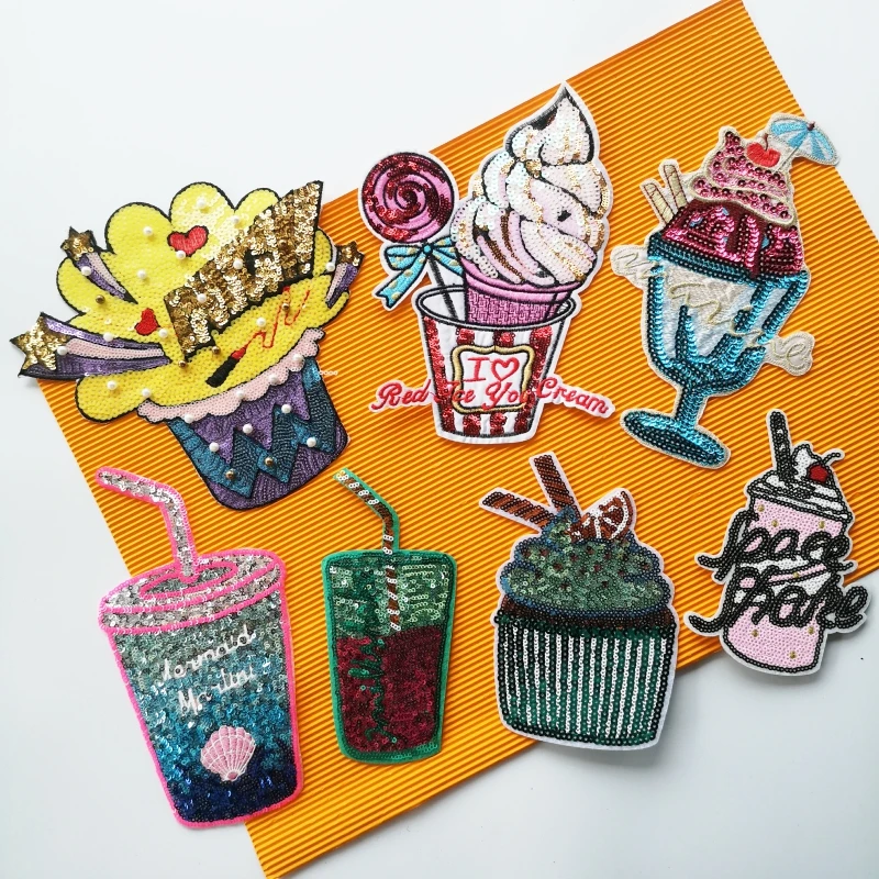 embroidery sequined summer ice cream patches,fruits badges,summer sequins cake appliques juice patch backpack JW-263
embroidery sequined summer ice cream patches,fruits badges,summer sequins cake appliques juice patch backpack JW-263