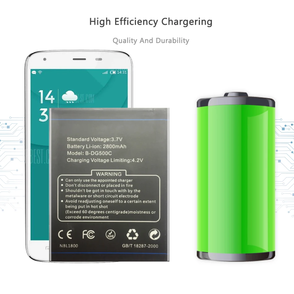 Replacement Battery For Doogee DG500C DG500 B DG500C Battery 2800mAh B-DG500C with Track Code
Replacement Battery For Doogee DG500C DG500 B DG500C Battery 2800mAh B-DG500C with Track Code