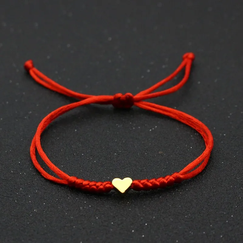 

Love Heart Charm Bracelet Women Men Lovers' Wish Good Lucky Red String Braided Adjustable Couple Bracelets Friendship Jewelry