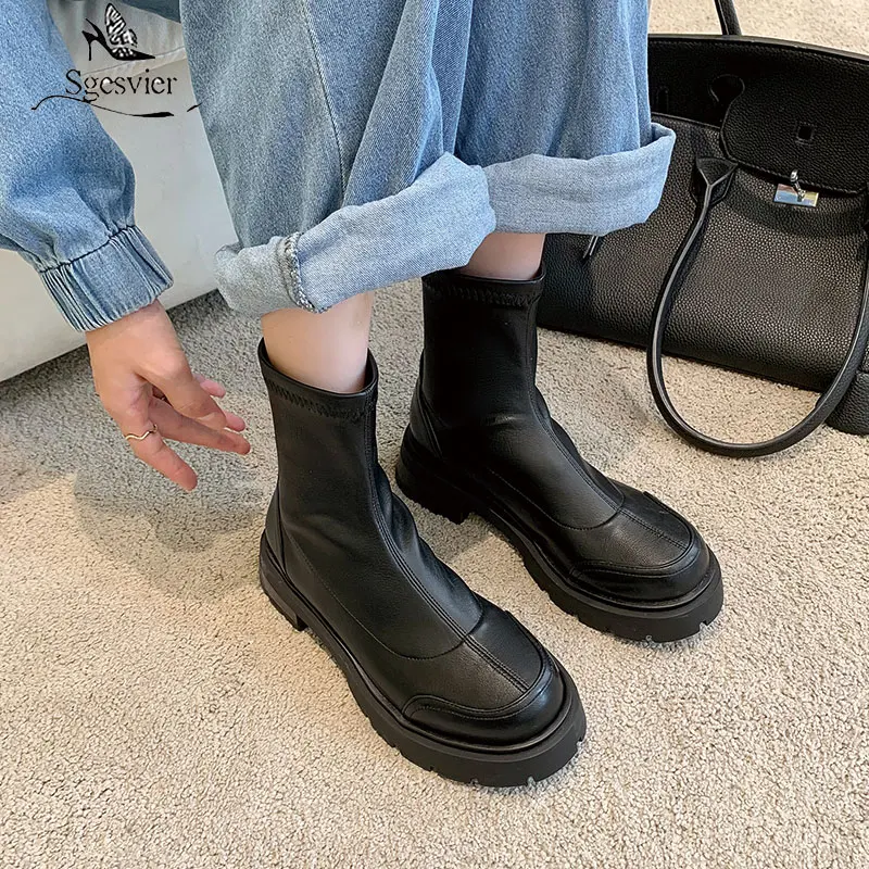 Sgesvier Motorcycle PU leather boots 2021 autumn boots women thick med heels round boots women boots slip on Chelsea boots
Sgesvier Motorcycle PU leather boots 2021 autumn boots women thick med heels round boots women boots slip on Chelsea boots