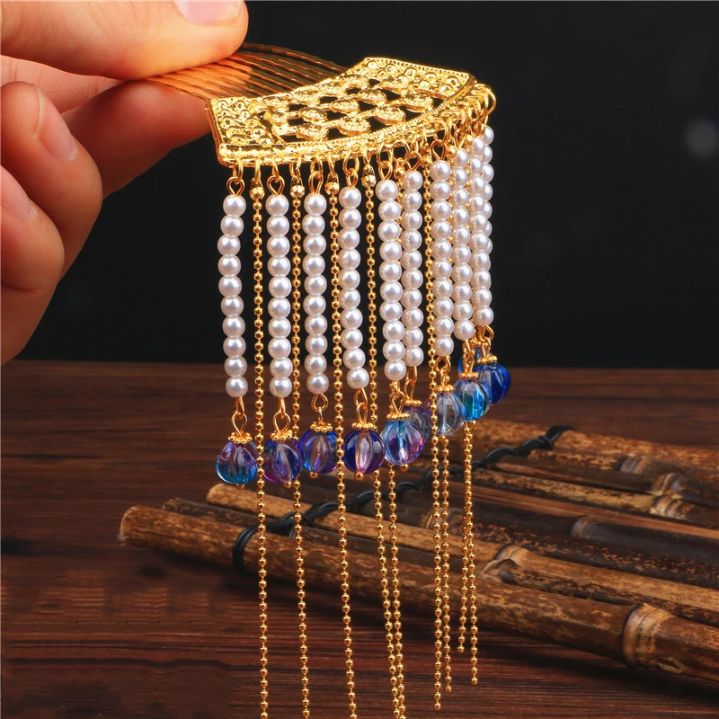 XinHuaEase Hanfu Accessories Photo Antique Headdress Classic Step Hair Pin Ornament Gold Beaded Tassel Women's Comb Earrings
XinHuaEase Hanfu Accessories Photo Antique Headdress Classic Step Hair Pin Ornament Gold Beaded Tassel Women's Comb Earrings