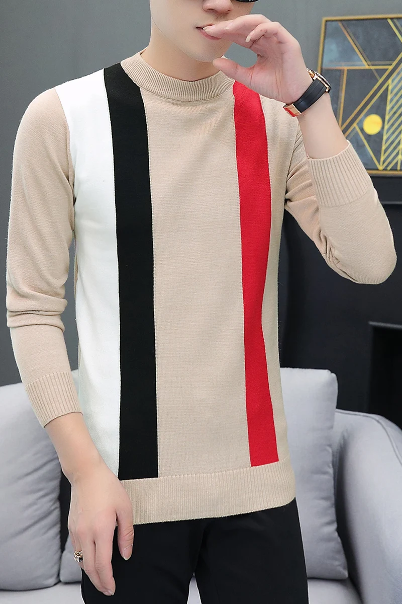 Pullover Men Korean Clothes O-neck Casual Plus Size Sweater Mens Sweaters Rainbow Striped Pullovers Winter Hot Sale Harajuku Top 
Pullover Men Korean Clothes O-neck Casual Plus Size Sweater Mens Sweaters Rainbow Striped Pullovers Winter Hot Sale Harajuku Top