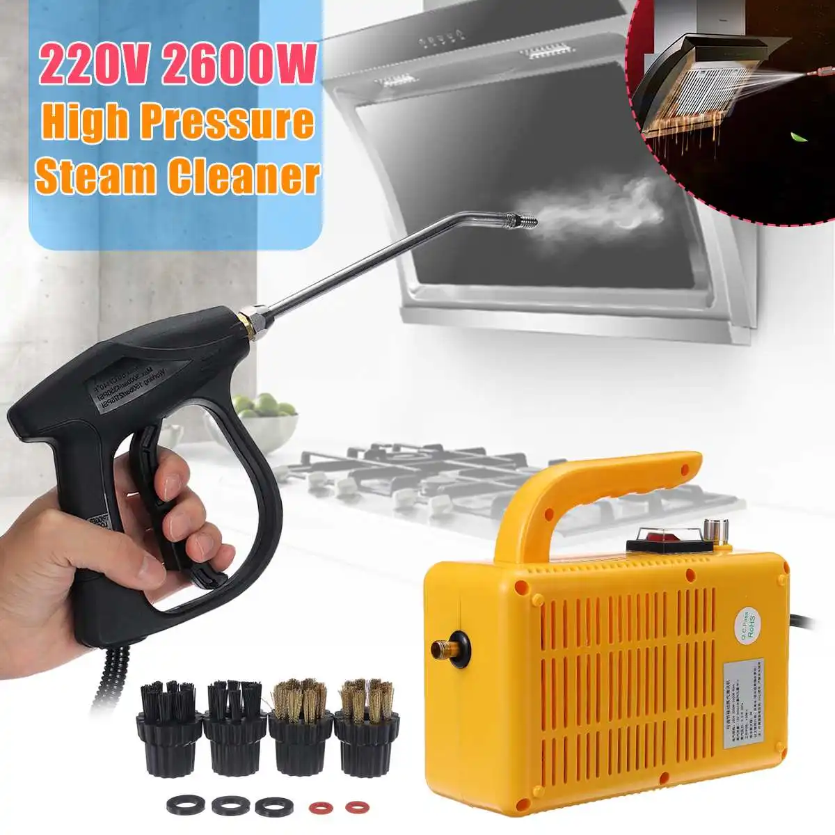 Портативный пароочиститель 220V 2600W электрический переносной Паровой Очиститель