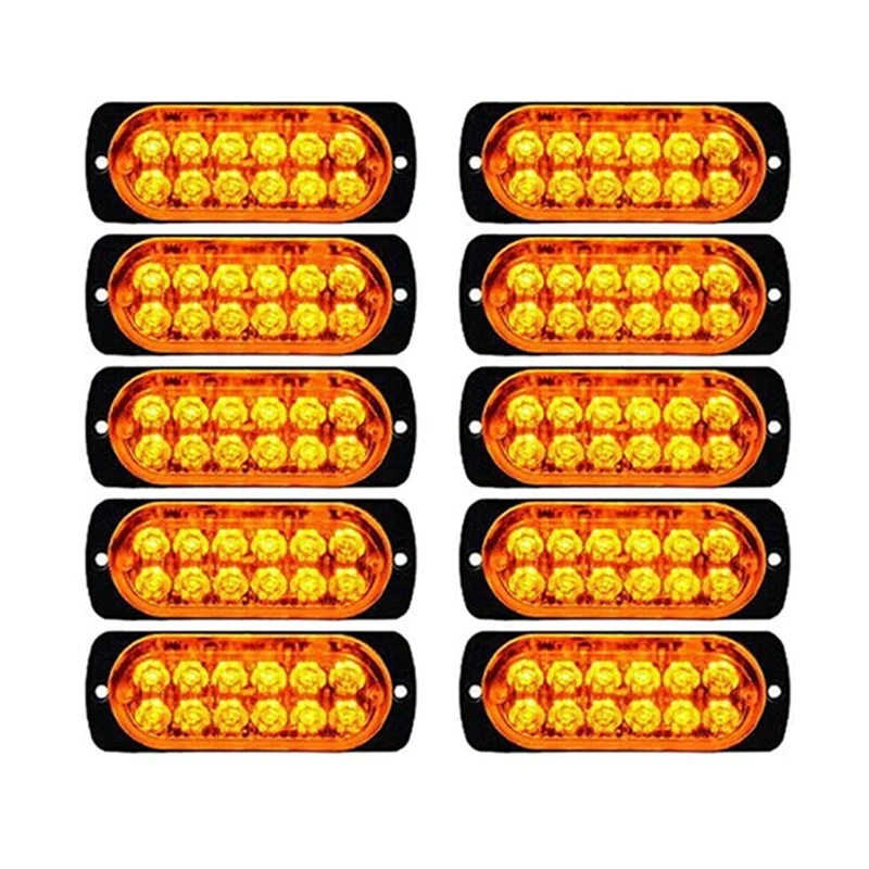 10Pcs Side Warning Lights 12-LED Emergency Strobe Lamps Flashing Lights for Truck and Car 12-24V Universal,Amber
10Pcs Side Warning Lights 12-LED Emergency Strobe Lamps Flashing Lights for Truck and Car 12-24V Universal,Amber
