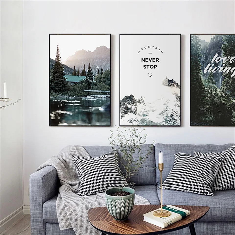 Фото Лесной постер скандинавский картина с цитатой пейзаж настенные - купить