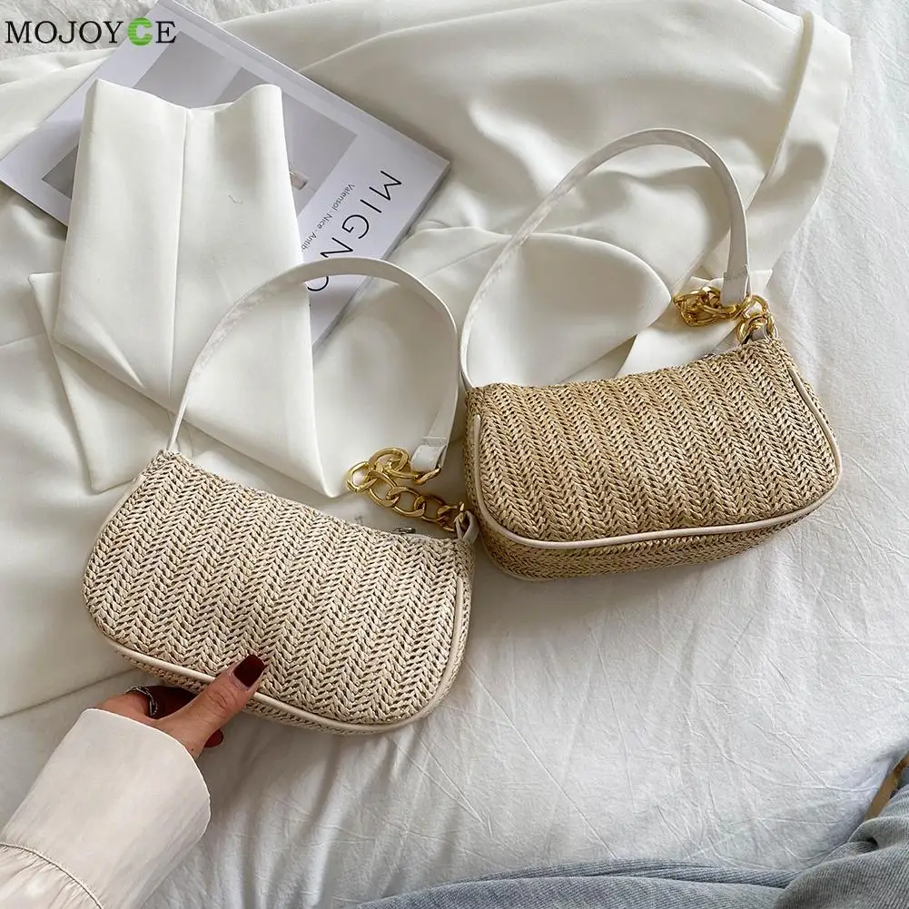 Vintage Women Woven Chain Shoulder Underarm Bag Casual Ladies Summer Vacation Patchwork Small Purse Handbags
Vintage Women Woven Chain Shoulder Underarm Bag Casual Ladies Summer Vacation Patchwork Small Purse Handbags