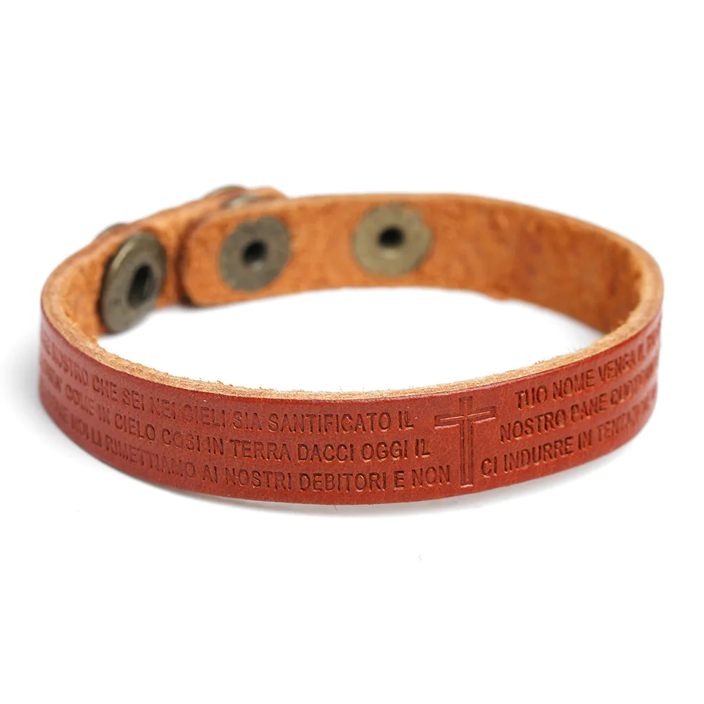 Natural cowhide Bracelet Cross Christ prayer indentation cowhide fashion jewelry supply wholesale boho snap button jewelry
Natural cowhide Bracelet Cross Christ prayer indentation cowhide fashion jewelry supply wholesale boho snap button jewelry