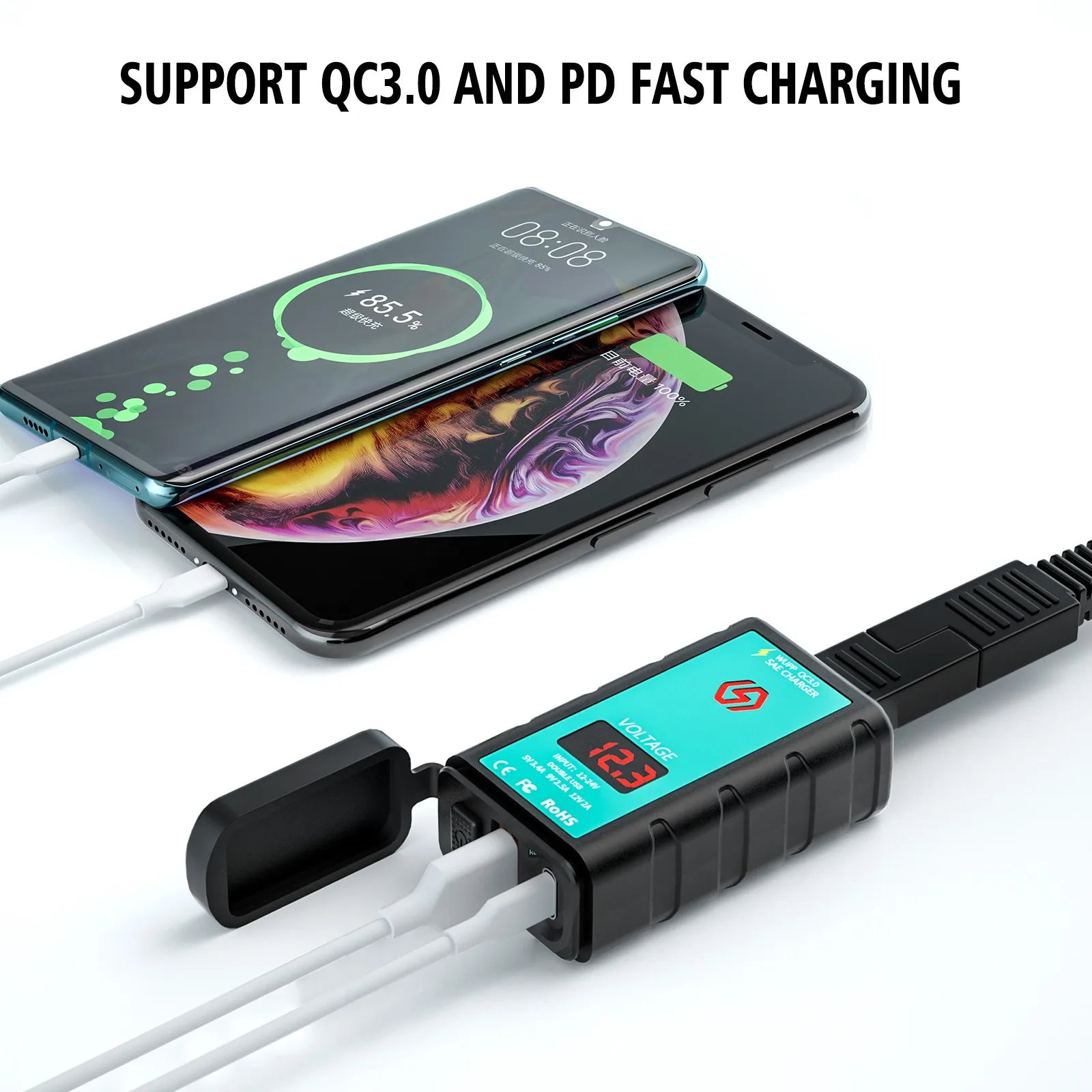Быстрое зарядное устройство для мотоцикла SAE к USB QC3.0 Тип C PD с дисплеем напряжения для квадроцикла, прямоугольное быстрое зарядное устройств...
Быстрое зарядное устройство для мотоцикла SAE к USB QC3.0 Тип C PD с дисплеем напряжения для квадроцикла, прямоугольное быстрое зарядное устройств...