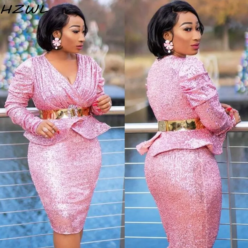 Pink Sequined Cheap Prom Dresses Without Sash Peplum Pleats Robe de soiree Long Sleeves Plus Size Mermaid Evening Gowns
Pink Sequined Cheap Prom Dresses Without Sash Peplum Pleats Robe de soiree Long Sleeves Plus Size Mermaid Evening Gowns