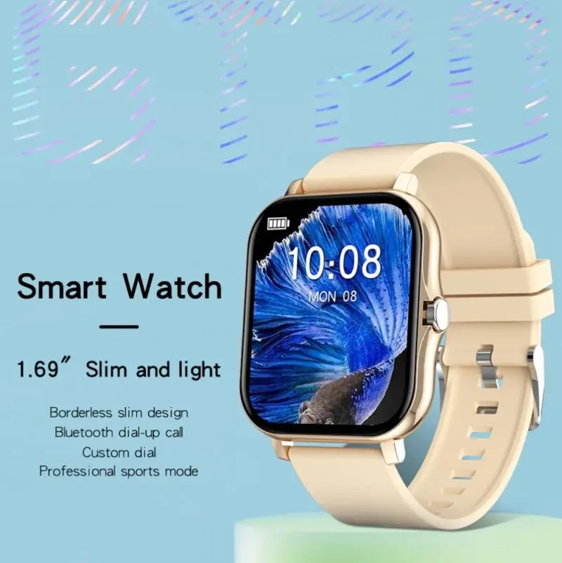 

Новинка 2021, женские умные часы с цветным экраном 1,69 дюйма, фитнес-трекер с полным сенсорным экраном, Bluetooth, Смарт-часы с вызовом, женские умны...