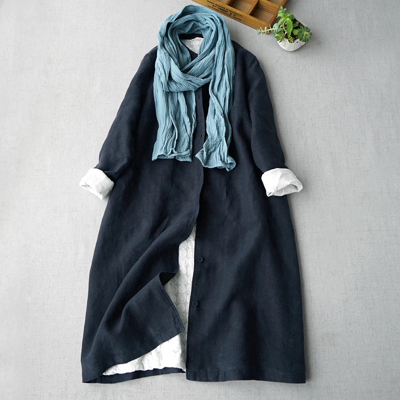 Spring Autumn Women All-match Casual Loose Plus Size Japanese Style Brief Stand Collar Comfortable Linen Trench Coats 2 Colors
Spring Autumn Women All-match Casual Loose Plus Size Japanese Style Brief Stand Collar Comfortable Linen Trench Coats 2 Colors