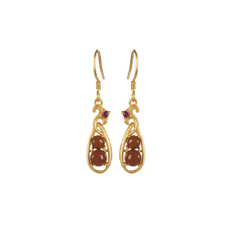 S925 sterling silver gold plated Southern red agate Eardrops Retro Fudou Temperament Ladies Ear hook Earrings
S925 sterling silver gold plated Southern red agate Eardrops Retro Fudou Temperament Ladies Ear hook Earrings