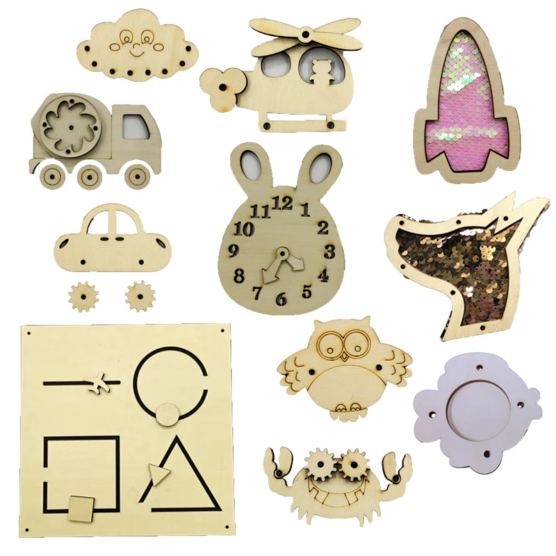 Montessori Busy Board Accessories Children Toys Wooden Sensory Activity Board DIY Material Alarm Clock Gear For Fine Motor Skill 
Montessori Busy Board Accessories Children Toys Wooden Sensory Activity Board DIY Material Alarm Clock Gear For Fine Motor Skill