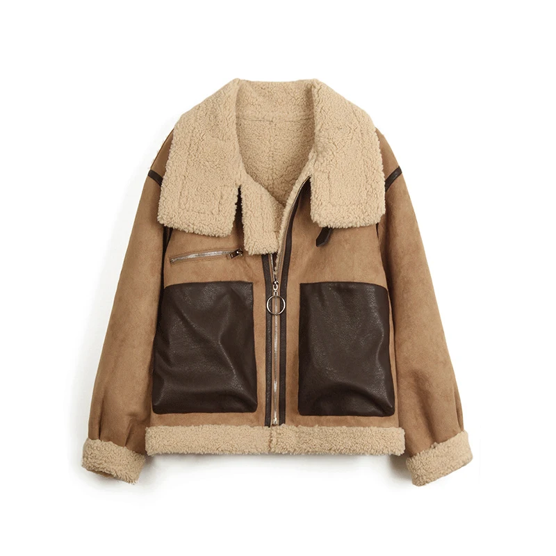 Winter Women Thick Warm Vintage Patchwork Suede Lambwool Biker Jackets Coat Chic Loose Faux Leather Outwear Top Female Overcoat
Winter Women Thick Warm Vintage Patchwork Suede Lambwool Biker Jackets Coat Chic Loose Faux Leather Outwear Top Female Overcoat
