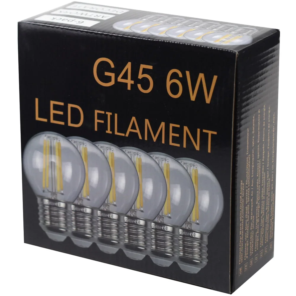 TIANFAN 6PCS Led E27 Bulb 110V 220V 4W 6W G45 2700K Home Filament Ampoules Warm Light Bulbs For Holiday Outdoor String Lights
TIANFAN 6PCS Led E27 Bulb 110V 220V 4W 6W G45 2700K Home Filament Ampoules Warm Light Bulbs For Holiday Outdoor String Lights