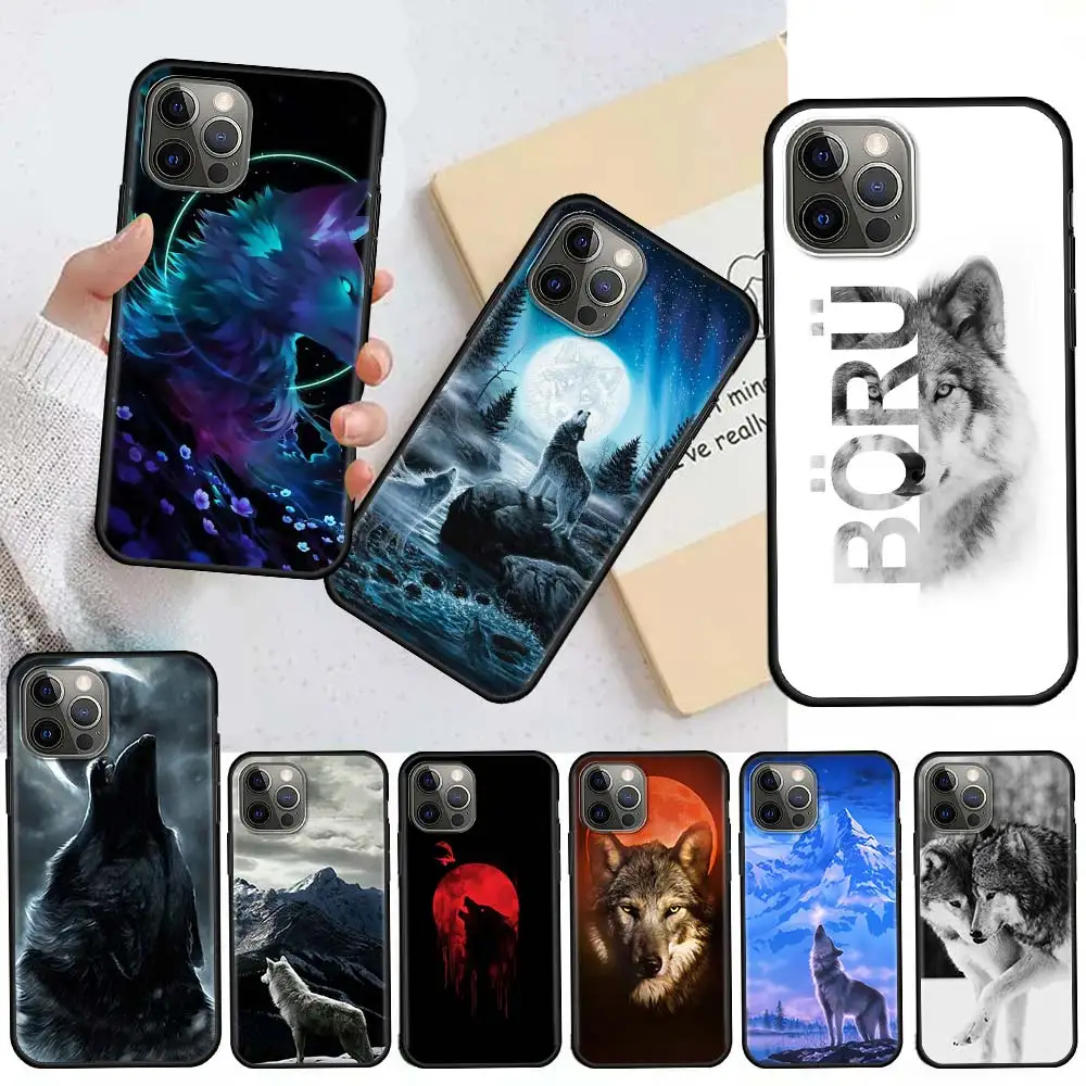Волк Топ дизайнерский чехол для Apple iPhone 12 11 Pro 7 XR X XS Max 8 6 6S Plus SE 2020 5 5S мини Fundas черный