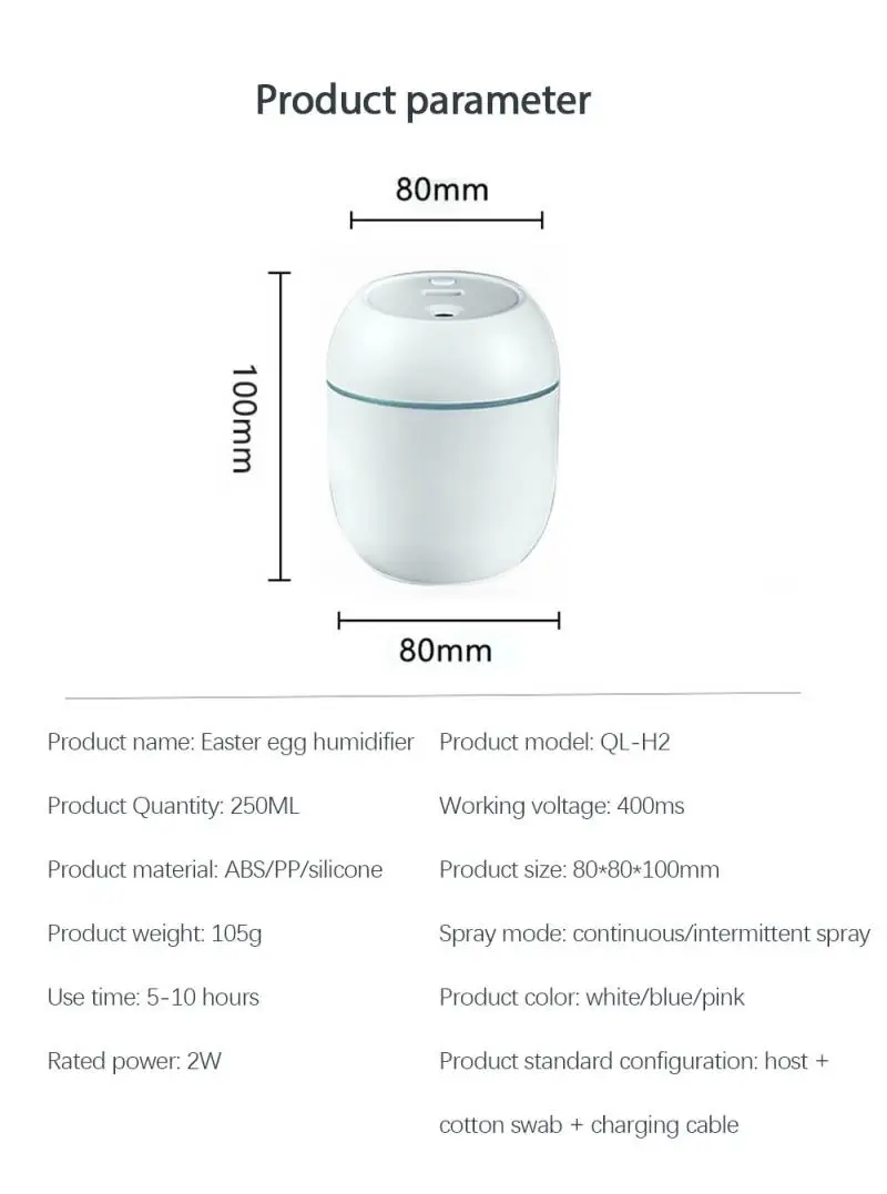 250ml Ultrasonic Mini Air Humidifier USB Small Capacity Portable Aroma Diffuser with LED Night Lamp For Home Bedroom Humidifier
250ml Ultrasonic Mini Air Humidifier USB Small Capacity Portable Aroma Diffuser with LED Night Lamp For Home Bedroom Humidifier