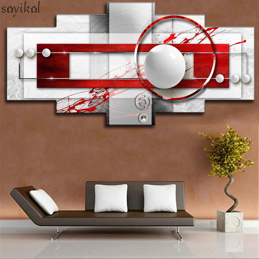 5 Pcs Wall Art Canvas Painting Abstract Painting Canvas Art Red Ring Prints Poster Modern Metallic Wall Painting for Living Room
5 Pcs Wall Art Canvas Painting Abstract Painting Canvas Art Red Ring Prints Poster Modern Metallic Wall Painting for Living Room