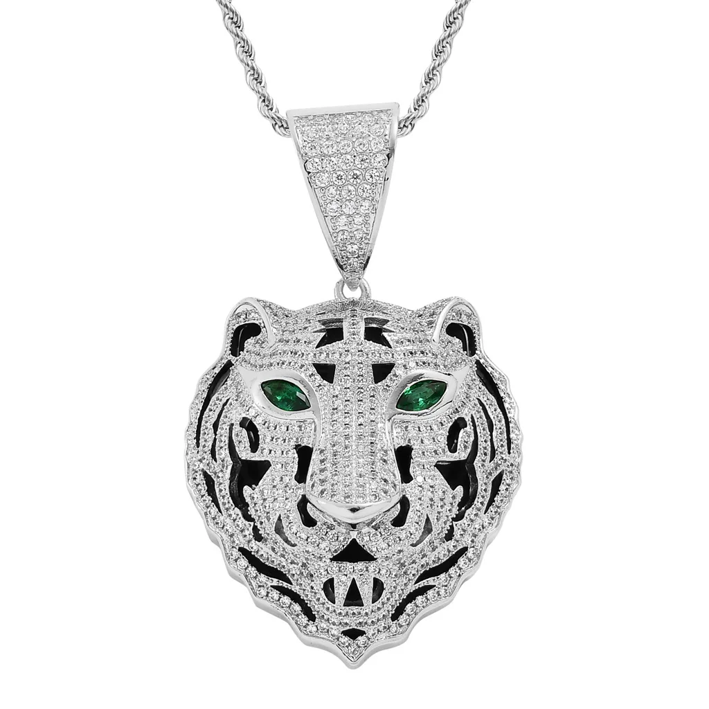 MATHALLA New Tiger Head Pendant Ice Out Full Zircon Gold and Silver Pendant With Rope Chain Hip Hop Mens Jewelry Gift
MATHALLA New Tiger Head Pendant Ice Out Full Zircon Gold and Silver Pendant With Rope Chain Hip Hop Mens Jewelry Gift