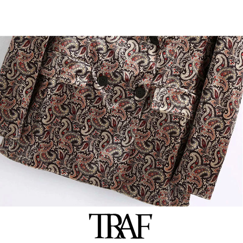 TRAF Women Fashion Double Breasted Paisley Print Velvet Blazer Coat Vintage Long Sleeve Female Outerwear Chic Tops
TRAF Women Fashion Double Breasted Paisley Print Velvet Blazer Coat Vintage Long Sleeve Female Outerwear Chic Tops