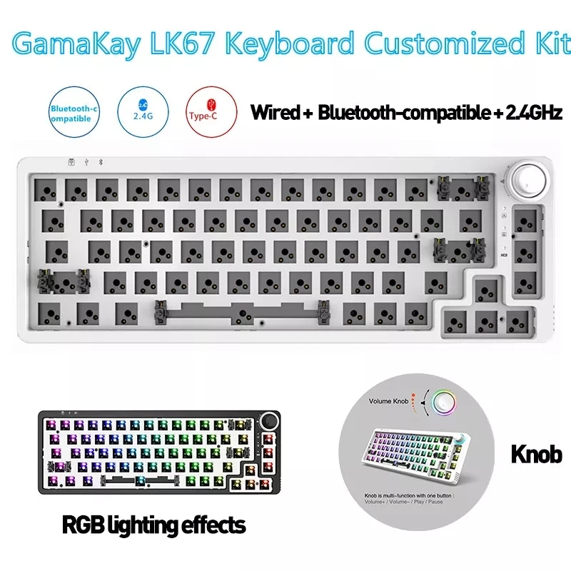 GamaKay LK67 Mechanical Keyboard Customized Kit Hot Swappable Wired/ Bluetooth-compatible/ 2.4GHz PCB Mounting Keyboard Kit
GamaKay LK67 Mechanical Keyboard Customized Kit Hot Swappable Wired/ Bluetooth-compatible/ 2.4GHz PCB Mounting Keyboard Kit