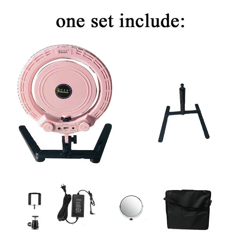 Yidoblo pink QS-280 10" mini Beauty Ring Light Ring lamp makeup with mirror, table stand, Mobile phone holder and soft bag
Yidoblo pink QS-280 10" mini Beauty Ring Light Ring lamp makeup with mirror, table stand, Mobile phone holder and soft bag
