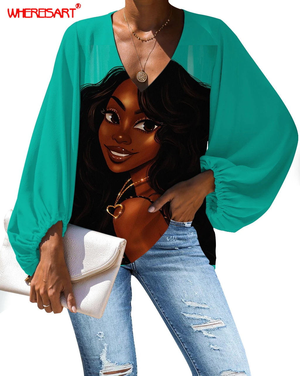 WHEREISART Blouse Women Melanin Poppin Pattern Womens Tops and Blouses 2020 Plus Size Sexy V neck Shirts Female Clothes 2020
WHEREISART Blouse Women Melanin Poppin Pattern Womens Tops and Blouses 2020 Plus Size Sexy V neck Shirts Female Clothes 2020
