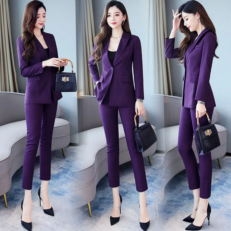 Women's suits autumn and winter new simple temperament trend single buckle professional wear trousers women's two-piece suit
Women's suits autumn and winter new simple temperament trend single buckle professional wear trousers women's two-piece suit