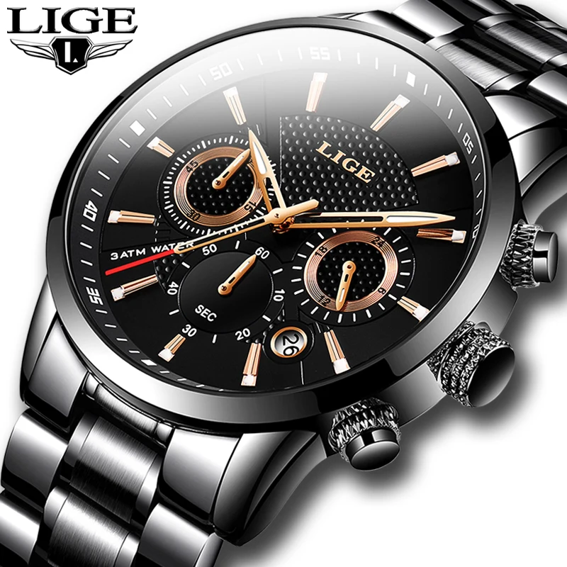 LIGE Mens Watches Top Luxury Brand Business Quartz Watch Men Military Sports Waterproof Dress Wristwatch Black Relogio Masculino
LIGE Mens Watches Top Luxury Brand Business Quartz Watch Men Military Sports Waterproof Dress Wristwatch Black Relogio Masculino