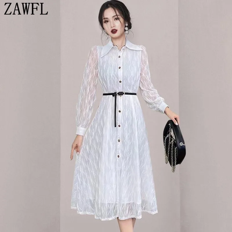 ZAWFL Temperament Solid Color Irregular Shirt Dress Women Autumn Lace Up Waist Slim Vestidos Lapel Single Breasted Dresses
ZAWFL Temperament Solid Color Irregular Shirt Dress Women Autumn Lace Up Waist Slim Vestidos Lapel Single Breasted Dresses