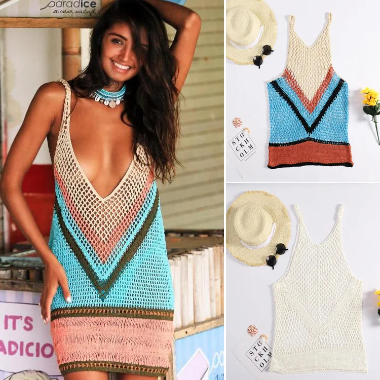 Bohemian Style Hand Crocheting Knitted Hollow Bikini Blouse Beach Sun Protection Shirt Wholesale 
Bohemian Style Hand Crocheting Knitted Hollow Bikini Blouse Beach Sun Protection Shirt Wholesale