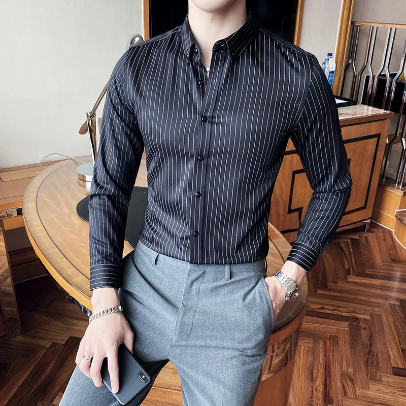 New Korean Slim Fit Business Formal Wear Striped Men Dress Shirts Long Sleeve Simple Gentlemen Office Blouses Top Quality S-3XL
New Korean Slim Fit Business Formal Wear Striped Men Dress Shirts Long Sleeve Simple Gentlemen Office Blouses Top Quality S-3XL