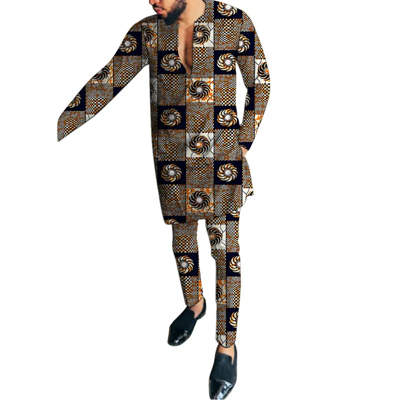 African clothes Man V-neck Shirts With Pants Dashiki Fashion Tops+Trousers Custom Made Men's Kente Outfits Print Pant Set
African clothes Man V-neck Shirts With Pants Dashiki Fashion Tops+Trousers Custom Made Men's Kente Outfits Print Pant Set