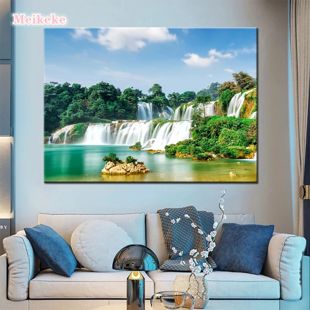 Алмазная живопись, полноразмерная живописная мозаика «Водопад», DIY алмазная живопись, пейзаж, вышивка крестиком, искусственная вышивка 
Алмазная живопись, полноразмерная живописная мозаика «Водопад», DIY алмазная живопись, пейзаж, вышивка крестиком, искусственная вышивка